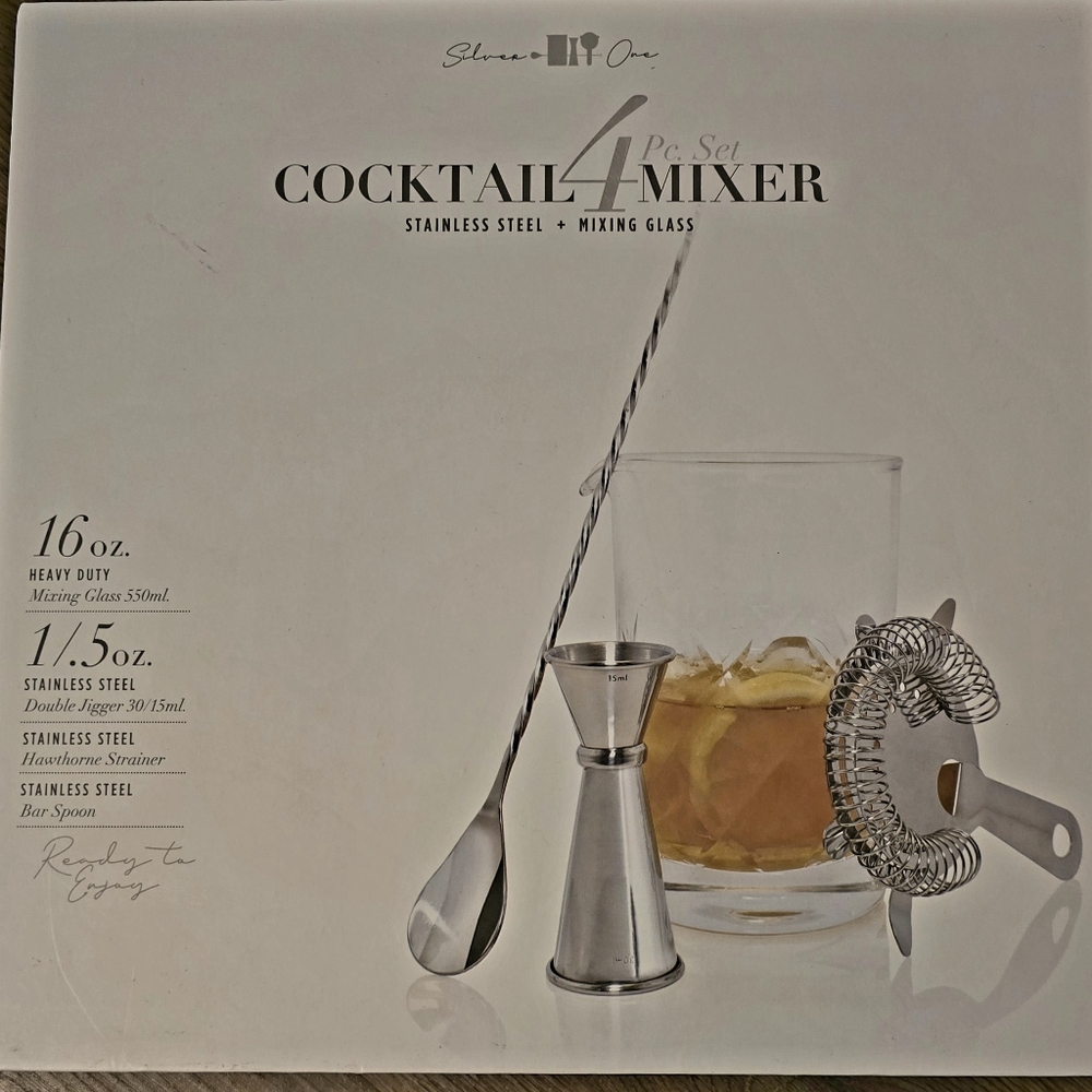 Silver One 4pc Cocktail Mixer Set
